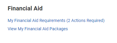 Financial aid menu