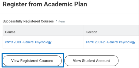 Register from Academic Plan 