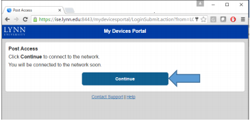 Click continue to connect to the network