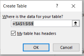 create table