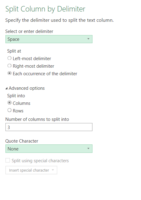 split column config