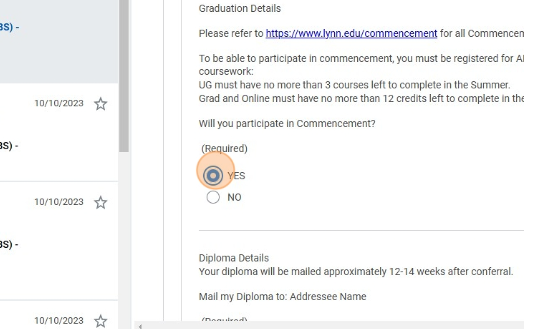 Participate Commencement selection