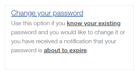 Change your password screen