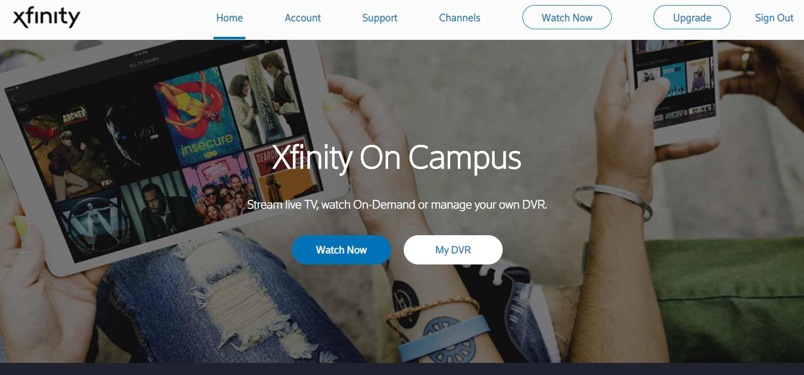 Xfinity On Campus main page