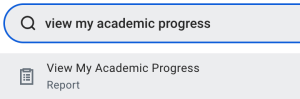 View academic progress search bar 